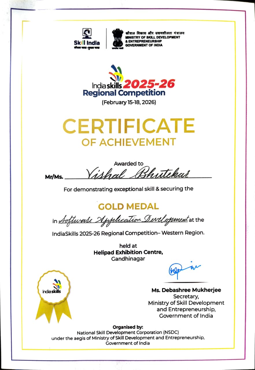 West Regional Gold Medal Certificate