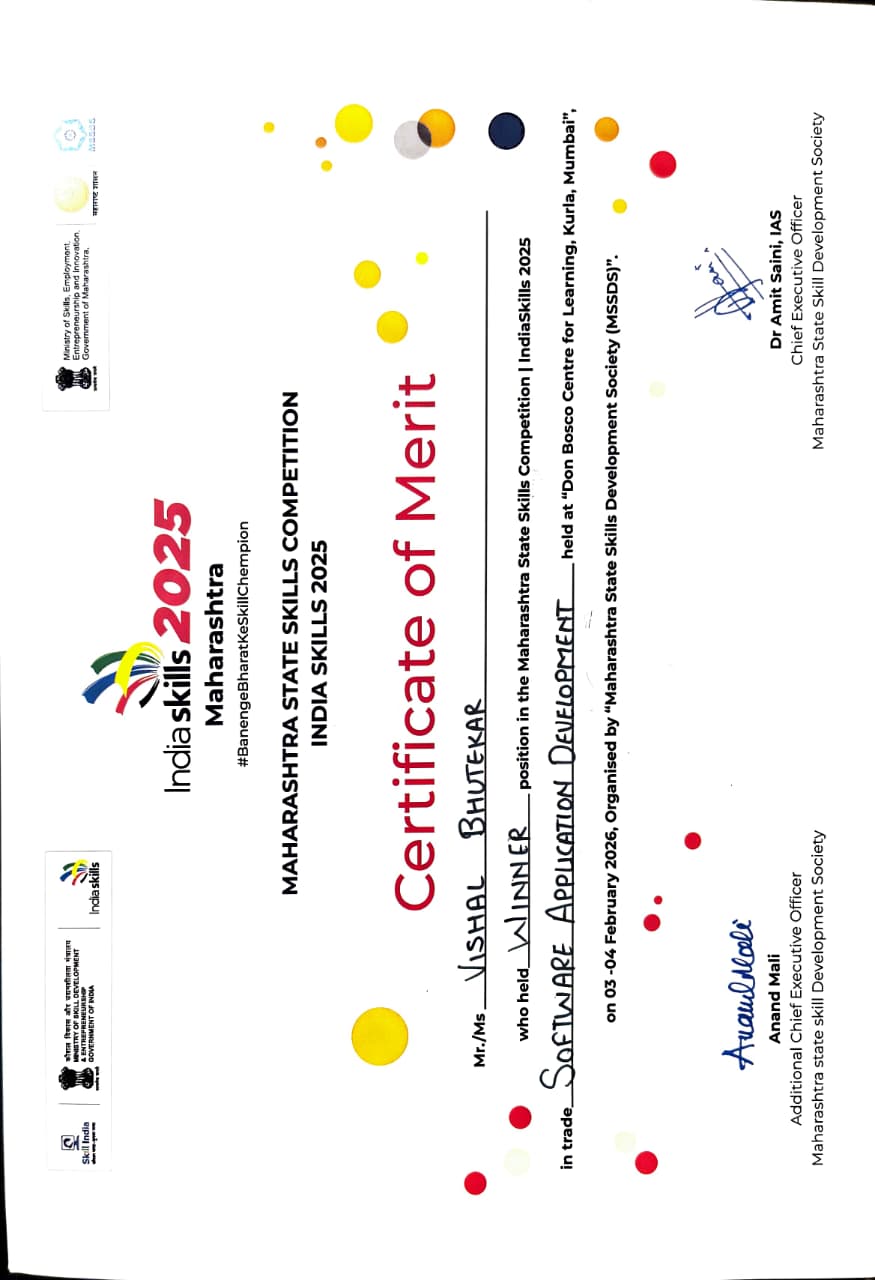 Maharashtra State Gold Medal Certificate